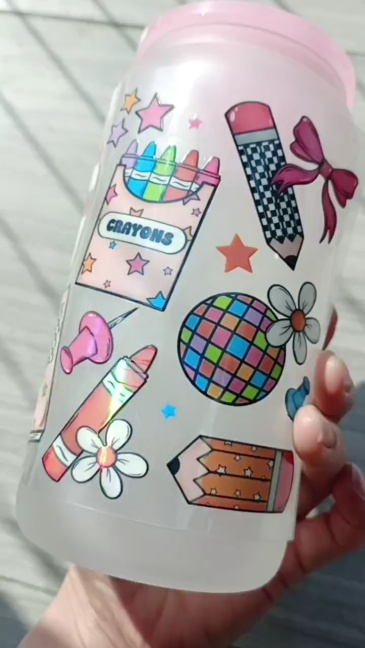 RTS 16oz Holographic UV DTF Wraps for 16oz Glass & Acrylic Cans