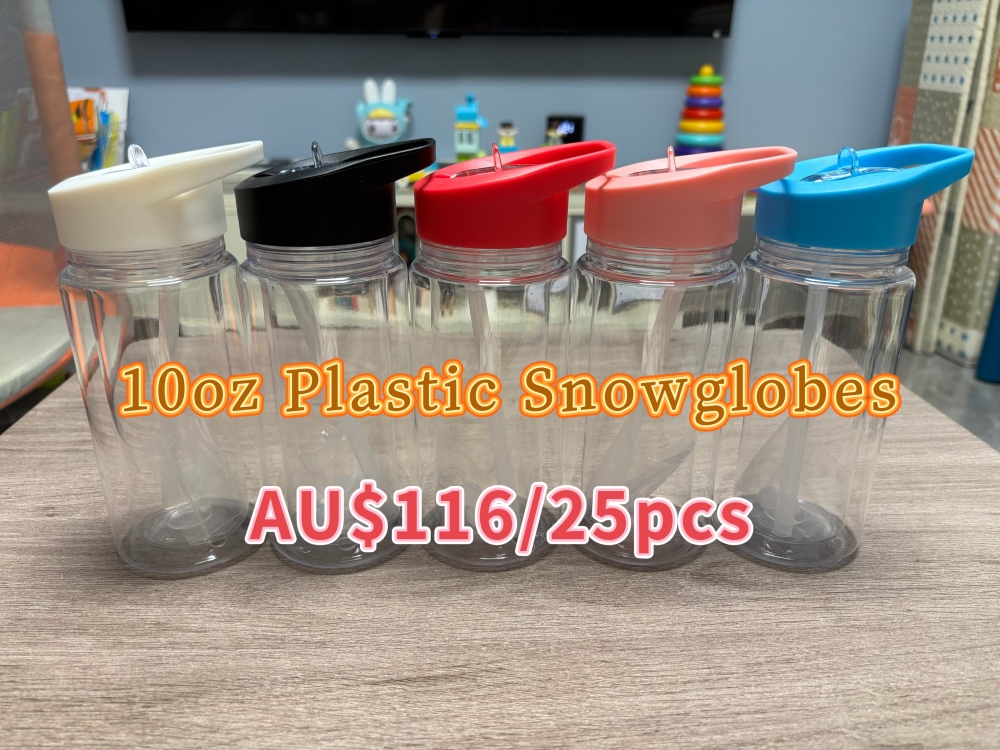 Pre-sale Around 20th June Aussie Warehouse 10oz Double Walled Plastic Kids Bottles Snow Globes With Pre-Drilled Hole And Plugs