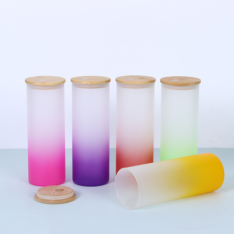 China Warehouse RTS 25oz Straight Ombre Tumbler with Bamboo Lid