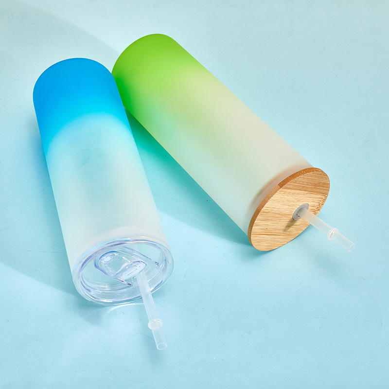 China Warehouse RTS 25oz Straight Ombre Tumbler with Bamboo Lid