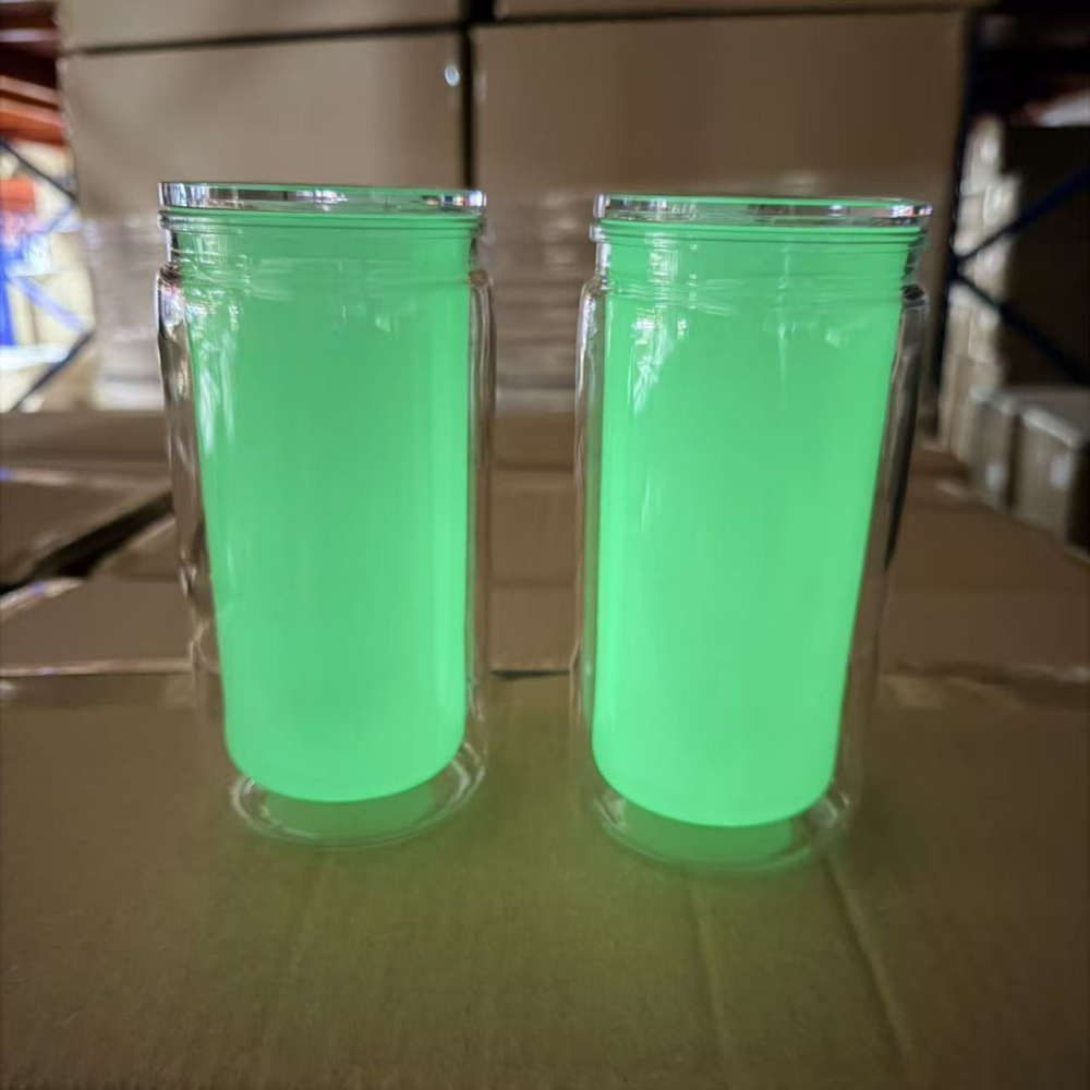 China Warehouse RTS NEW 16oz Glow in Dark Plastic Doulbe Walled Snowgloves