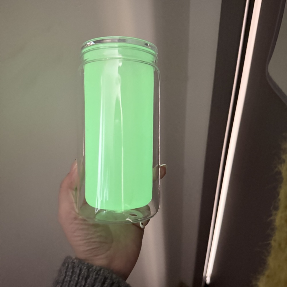 China Warehouse RTS NEW 16oz Glow in Dark Plastic Doulbe Walled Snowgloves