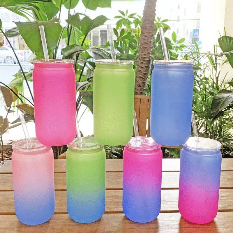 China Warehouse RTS 16oz Plastic Gradient Ombre Cups with PP Lid