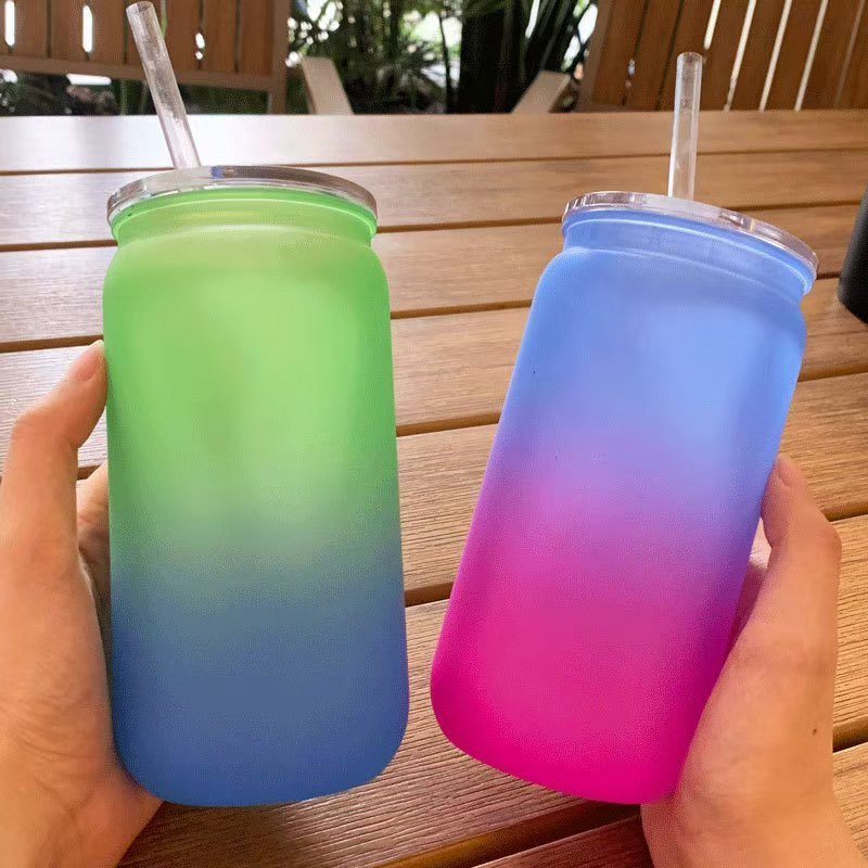 China Warehouse RTS 16oz Plastic Gradient Ombre Cups with PP Lid