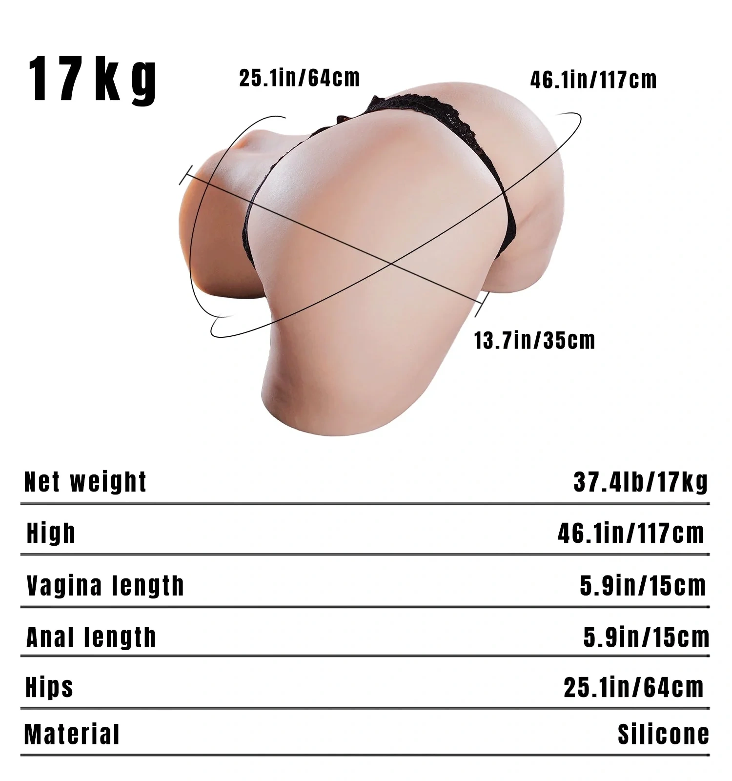 Big Booty Latina Jessica :17KG Sex Torso Realistic Silicone Sex Toy