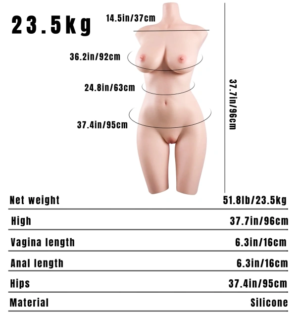 Stella: 51.81LB Silicone Female Ultra Real Sex Torso Doll