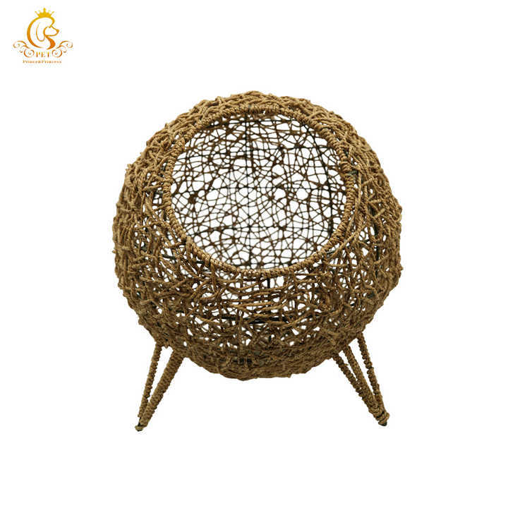EUR VET Luxury Pet House From Rattan with White Soft Cushion Eco-friendly