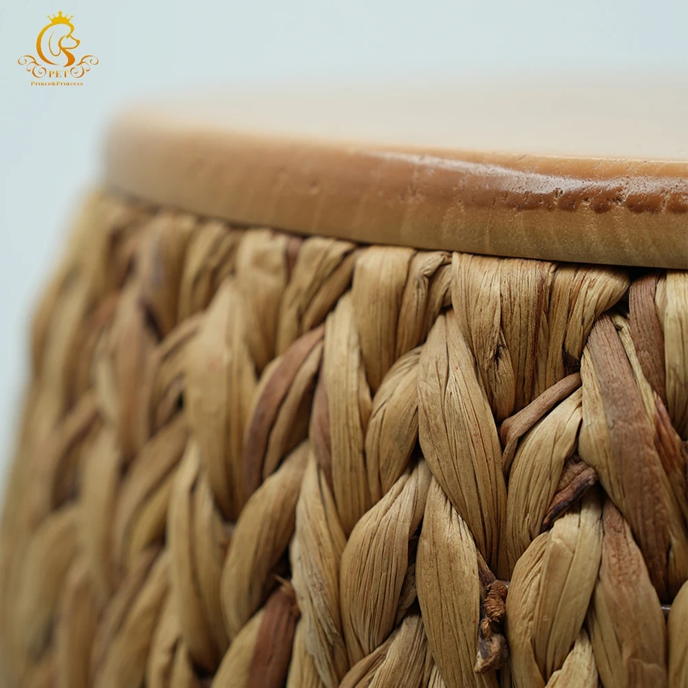 EUR VET Water Hyacinth Cat House with Solid Wood Base Round Pet House Variety of Size and Design Customize Package