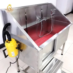 EURPET Hot Selling Bath Sink With Mobile Veterinary Instrument Door and Blower for Pet With Movable Door Stainless Steel Dog Tub