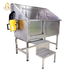 EURPET Hot Selling Bath Sink With Mobile Veterinary Instrument Door and Blower for Pet With Movable Door Stainless Steel Dog Tub