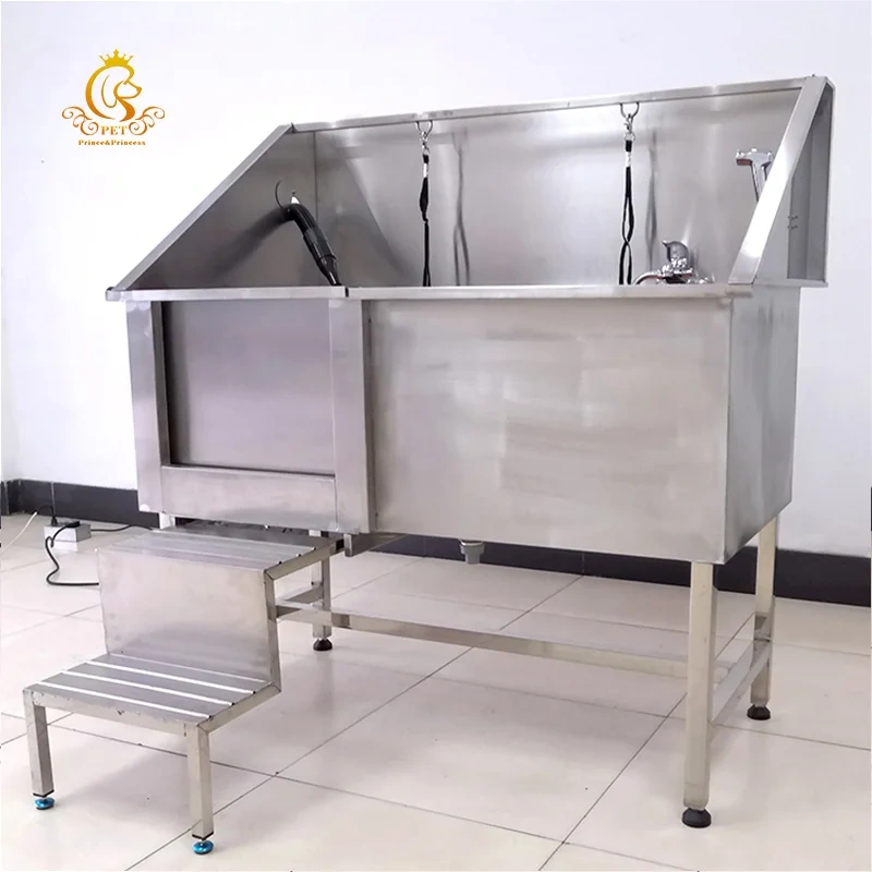 EURPET Hot Selling Bath Sink With Mobile Veterinary Instrument Door and Blower for Pet With Movable Door Stainless Steel Dog Tub