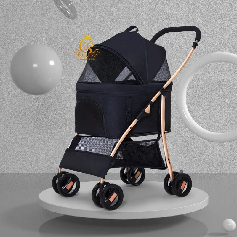 EURPET Best Quality Foldable Dog Cat Cage Stroller Detachable Small Pet Dog Stroller