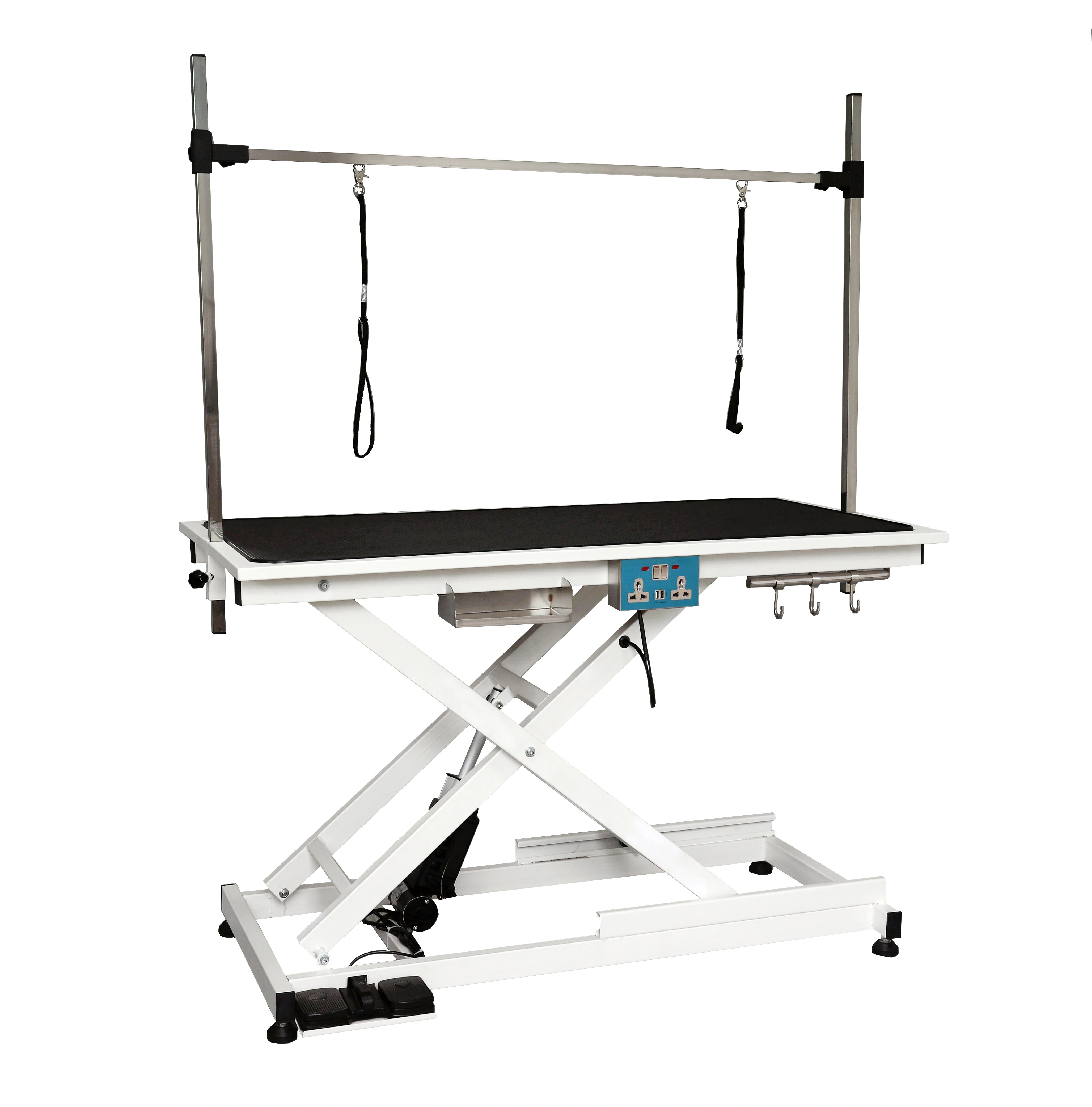 Pet Electric Lifting Grooming Table with Gantry Frame for Cats and Dogs, Folding Grooming Table for Bathing