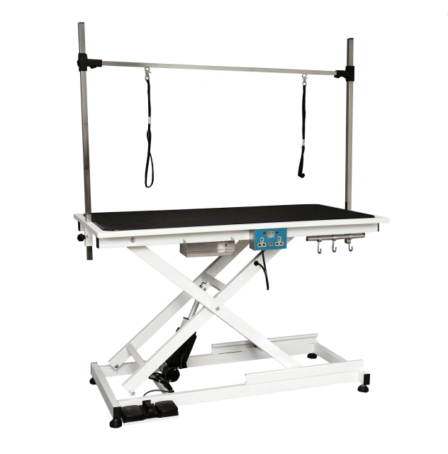 Pet Electric Lifting Grooming Table with Gantry Frame for Cats and Dogs, Folding Grooming Table for Bathing