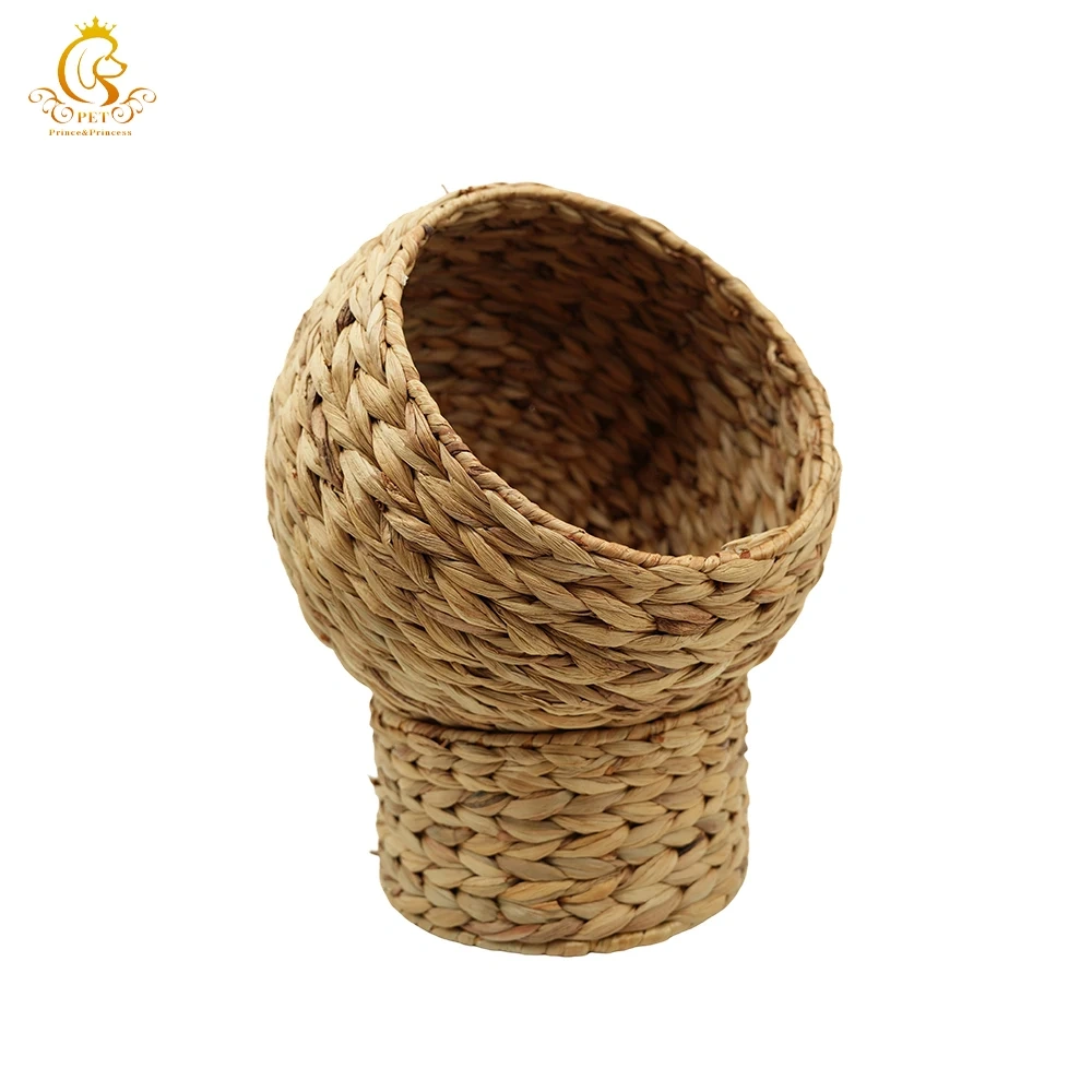 EUR VET Handmade New Item Rattan Basket Hand-woven Egg Shaped Wicker Pet Bed Water Hyacinth Water Fountain for Cats