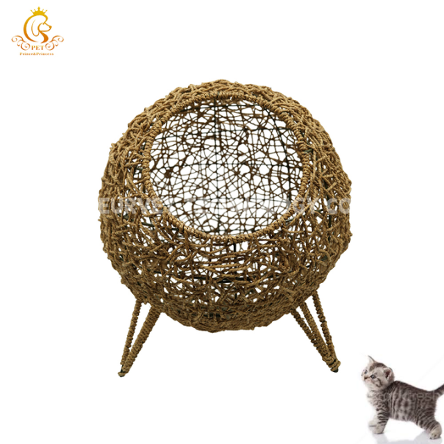 EUR VET Modern Plush Cat Bed Hot Sale Bamboo Cat House Floral Animal Pattern Veterinary Equipment for Cat Rest Gift for Pets