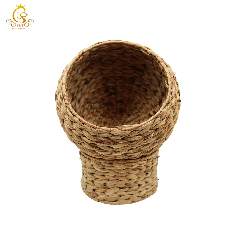 EUR VET Handmade New Item Rattan Basket Hand-woven Egg Shaped Wicker Pet Bed Water Hyacinth Water Fountain for Cats