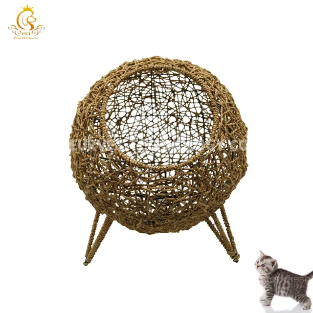 EUR VET Modern Plush Cat Bed Hot Sale Bamboo Cat House Floral Animal Pattern Veterinary Equipment for Cat Rest Gift for Pets
