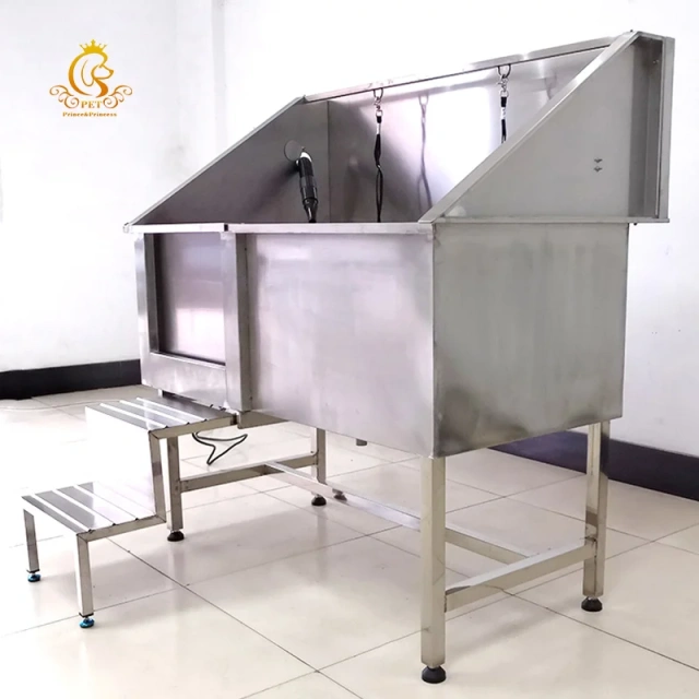 EURPET Hot Selling Bath Sink With Mobile Veterinary Instrument Door and Blower for Pet With Movable Door Stainless Steel Dog Tub