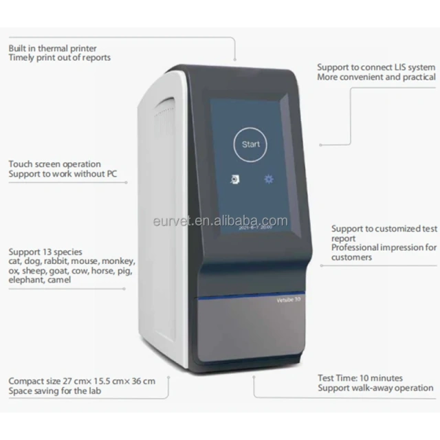 EUR VET Veterinary Equipment Chemistry Analyzer Improves Capability Automatic Clinical Chemistry Analyzer Vetube 30