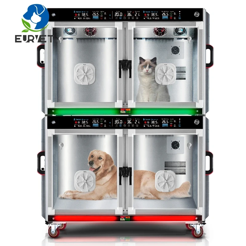 EURPET Durable Luxury Professional Veterinary Equipment Pet Cage ICU Stainless Steel Veterinary Hospital Cage