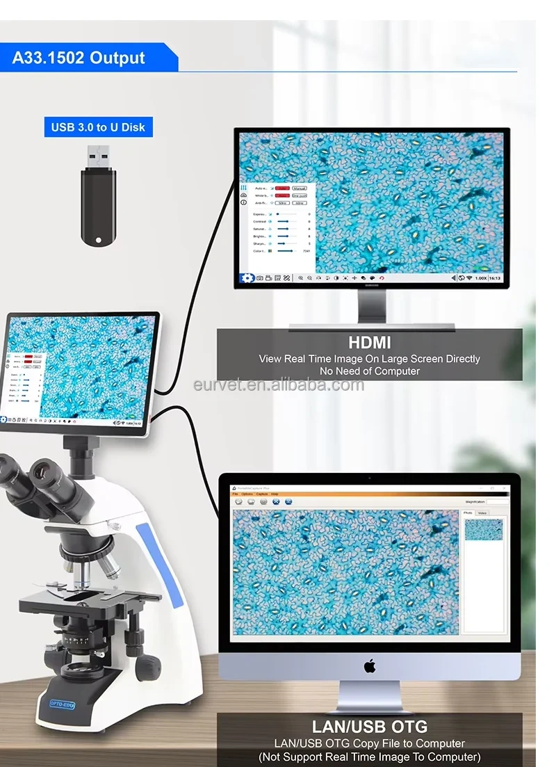 EUR VET Best Quality Biological Microscope Mindray Portarle Veterinary Equipment Multi-function Biological Microscope