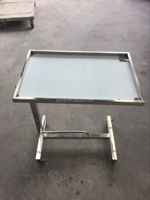 EUR VET Folding Height Adjustable Surgical Equipment 304 Stainless Steel Hospital Mayo Table for Medical Use