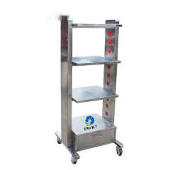 EUR PET Stainless Steel Multi-layer Instrument Load-bearing Medical Monitor Cart With Socket and Brake Wheel for Vet Hospital