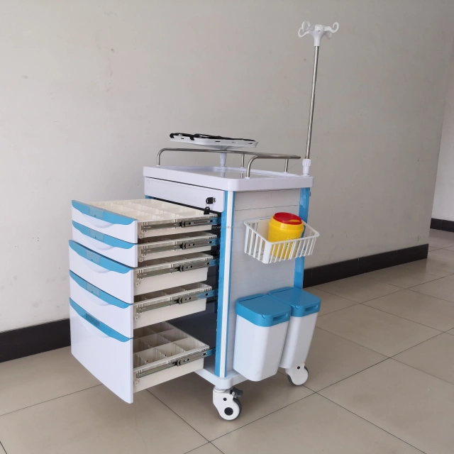 EUR VET Veterinary Equipment Stainless Steel Surgical Trolley for Clinic Anesthesia Trolley Cart