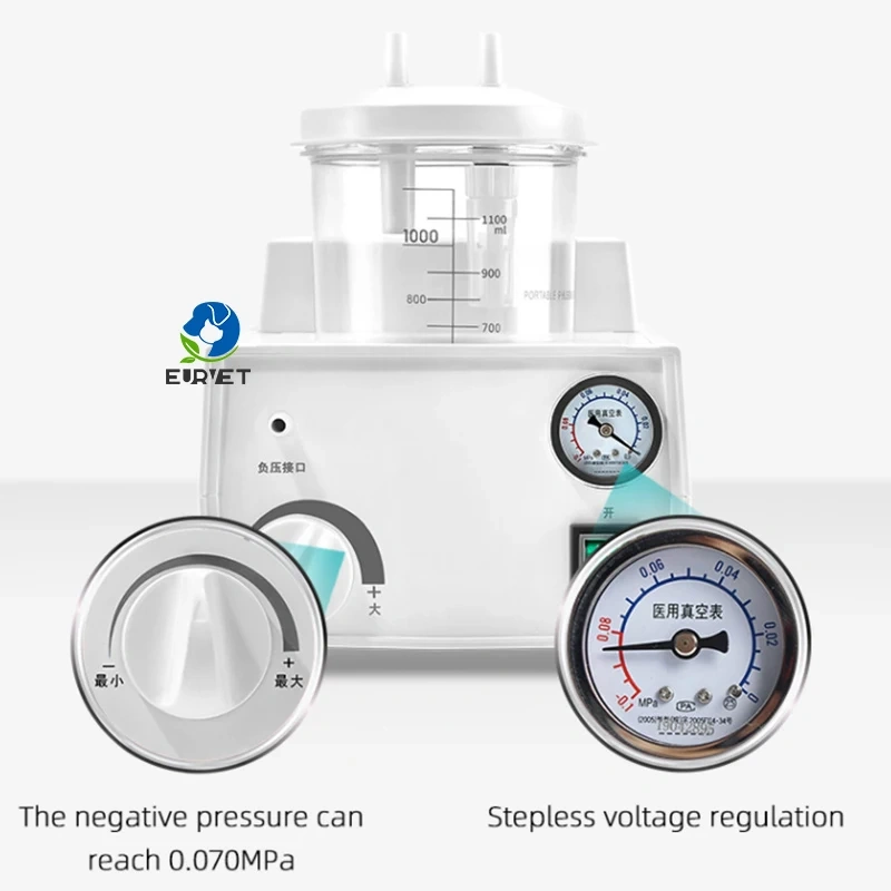 EUR VET Good Sale Veterinary Equipment Hospital Pump Suction Unit Aspirator Surgical Aspiration With Glass Bottle