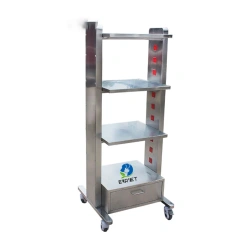 EUR PET Stainless Steel Multi-layer Instrument Load-bearing Medical Monitor Cart With Socket and Brake Wheel for Vet Hospital