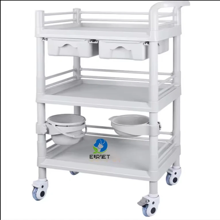 EUR VET Good Price Veterinary Equipment Trolley Machine Factory Direct ABS Emergency Medical Cart Dental Cart Trolley