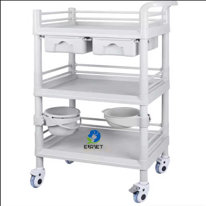 EUR VET Good Price Veterinary Equipment Trolley Machine Factory Direct ABS Emergency Medical Cart Dental Cart Trolley