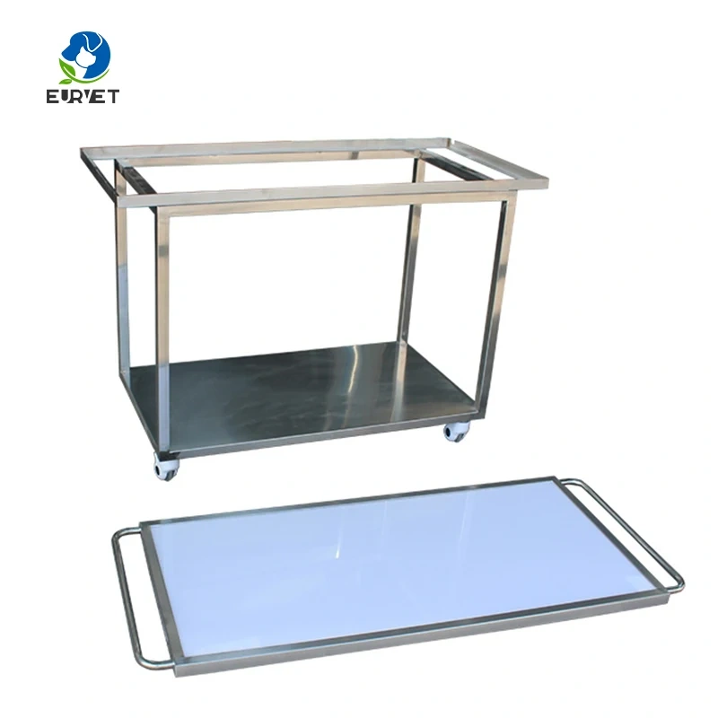EUR VET Popular Design Pet Hospital Stainless Steel Stretcher Trolley Acrylic Panel Stretcher Trolley With Removable Panel