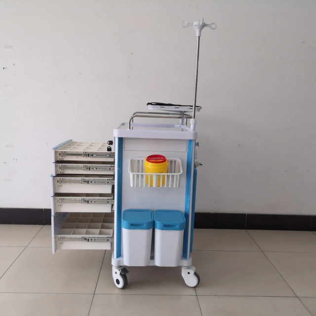EUR VET Veterinary Equipment Stainless Steel Surgical Trolley for Clinic Anesthesia Trolley Cart