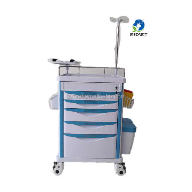 EUR VET Veterinary Equipment Stainless Steel Surgical Trolley for Clinic Anesthesia Trolley Cart