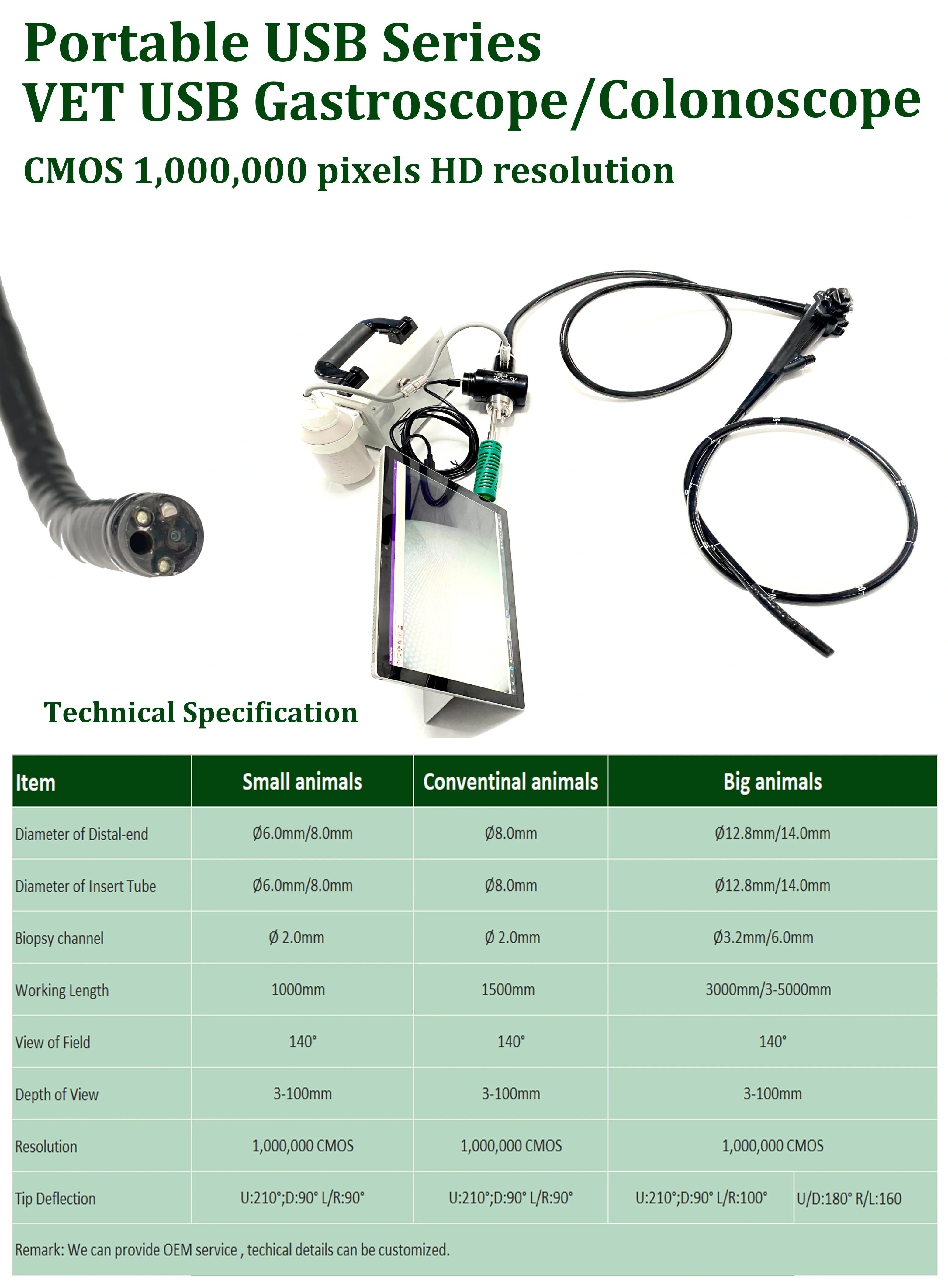 EUR VET Hot Sale Portable Flexible Fiber Ureteroscope Medical Equipment Light Source Endoscope for Veterinary Hospital