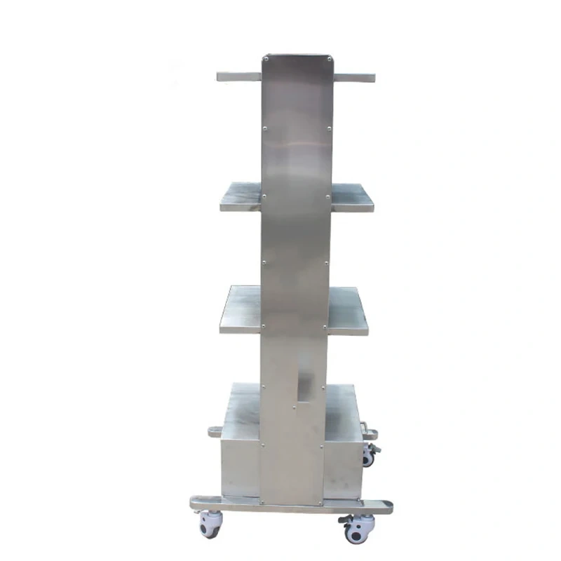EUR PET Stainless Steel Multi-layer Instrument Load-bearing Medical Monitor Cart With Socket and Brake Wheel for Vet Hospital