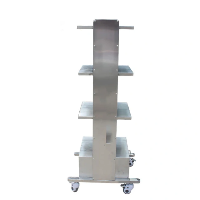 EUR PET Stainless Steel Multi-layer Instrument Load-bearing Medical Monitor Cart With Socket and Brake Wheel for Vet Hospital