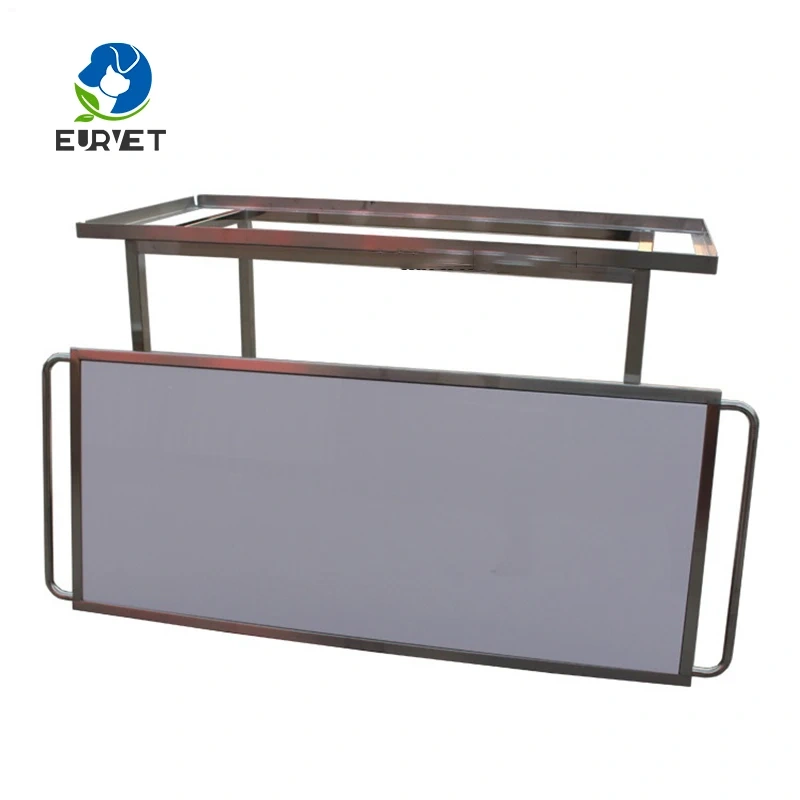 EUR VET Popular Design Pet Hospital Stainless Steel Stretcher Trolley Acrylic Panel Stretcher Trolley With Removable Panel