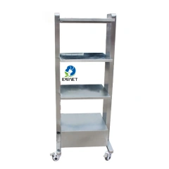 EUR PET Stainless Steel Multi-layer Instrument Load-bearing Medical Monitor Cart With Socket and Brake Wheel for Vet Hospital
