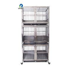 EUR PET New Design Three Layers Foldable Big Stainless Steel Dog Cages Pet Cages 3 Layers 6 Doors Pet Folding Cage