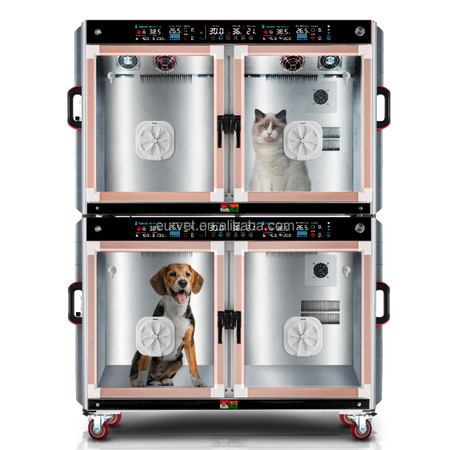 EUR VET on Sale Stainless Steel Pet ICU Cage Luxury Veterinary Oxygen Cage for Large Dogs Veterinary Puppy Pet Incubator