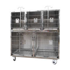 EUR PET Professional Veterinary Cat Cage 5 Doors Long-Life Reusable Stainless Steel Equipment for Clinic Diagnosis for Vet