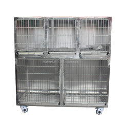 EUR PET Professional Veterinary Cat Cage 5 Doors Long-Life Reusable Stainless Steel Equipment for Clinic Diagnosis for Vet