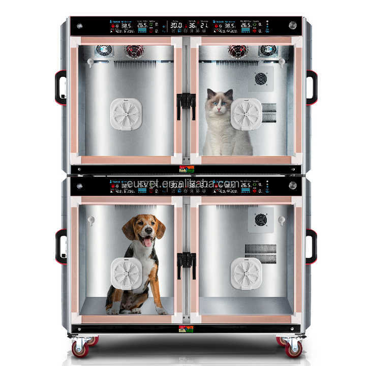 EUR VET on Sale Stainless Steel Pet ICU Cage Luxury Veterinary Oxygen Cage for Large Dogs Veterinary Puppy Pet Incubator