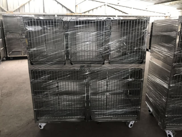 EUR PET Professional Veterinary Cat Cage 5 Doors Long-Life Reusable Stainless Steel Equipment for Clinic Diagnosis for Vet