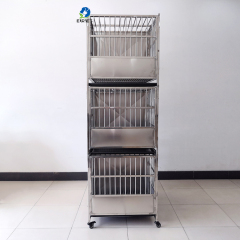 EUR PET New Design Three Layers Foldable Big Stainless Steel Dog Cages Pet Cages 3 Layers 6 Doors Pet Folding Cage