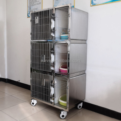 EUR PET Breathable Small Dog House 6 Doors Veterinary Animal Cage 3 Layers 304 Stainless Steel Movable Cat Cage