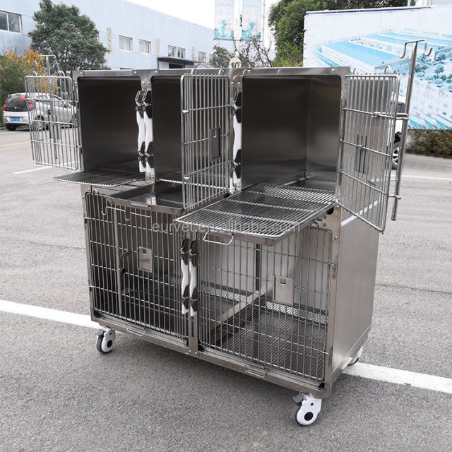 EUR PET Professional Veterinary Cat Cage 5 Doors Long-Life Reusable Stainless Steel Equipment for Clinic Diagnosis for Vet